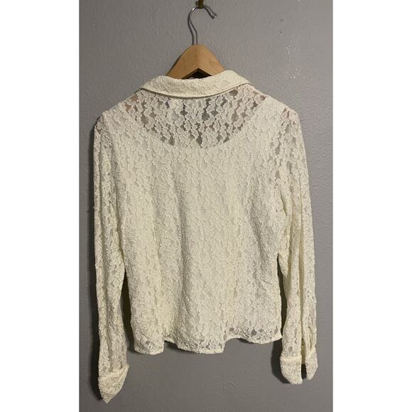 Emma James Women Top Size 10 White Nylon Button Up Stretch Lined Fairy Victorian - Picture 2 of 10
